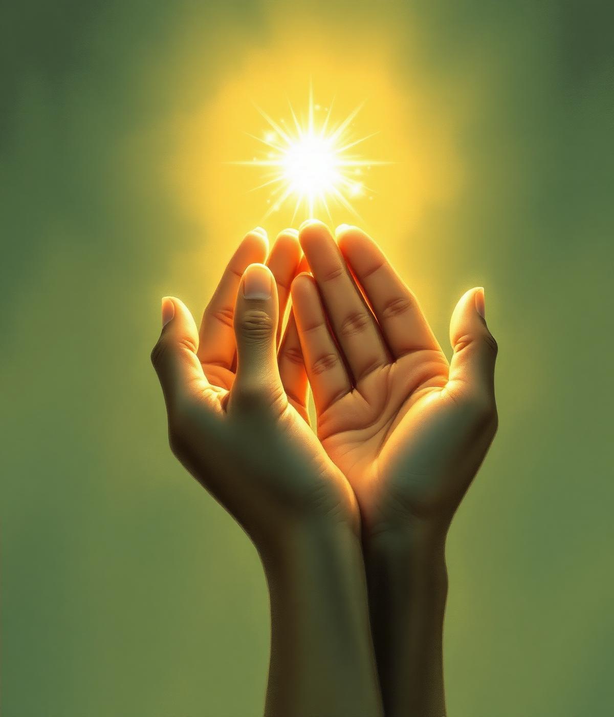 Hands gently cradling warm light